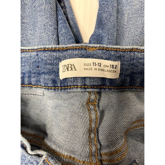 ZARA Kids Jeans Flare Boot Cut Solid Blue Jeans Size 11-12 Adjustable Waist - Picture 8 of 9